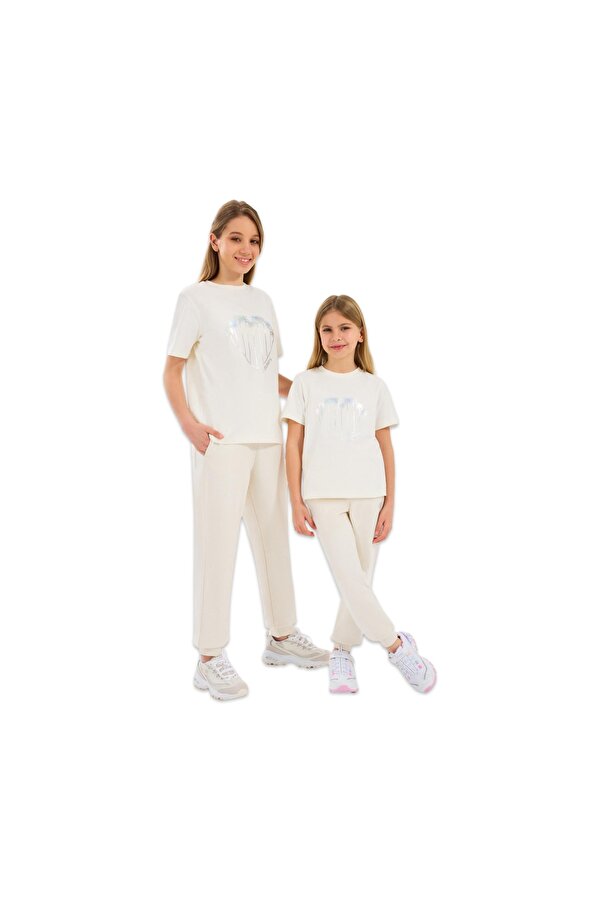 Sk232075 G Lw Fleece Jogger Sweatpant Beyaz Kız Çocuk Eşofman Altı