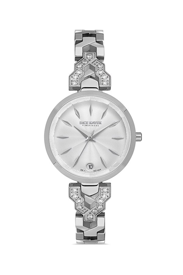 DK.1.AG1404.01 Taşlı Tasarım Çelik Kordon Çelik Kasa 3 ATM Suya Dayanıklı Metal Renk Kadın Kol Saati