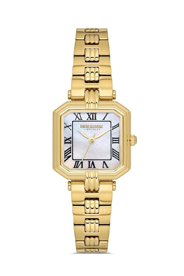 DK.1.AG1412.06 Sedefli Kare Kadran Çelik Kordon Çelik Kasa 3 ATM Suya Dayanıklı Altın Renk Kadın Kol Saati
