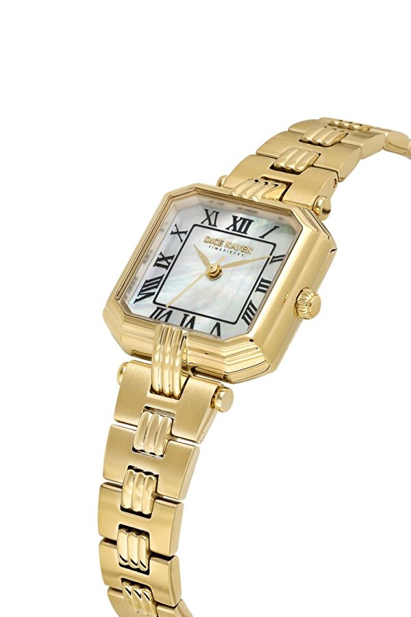 DK.1.AG1412.06 Sedefli Kare Kadran Çelik Kordon Çelik Kasa 3 ATM Suya Dayanıklı Altın Renk Kadın Kol Saati