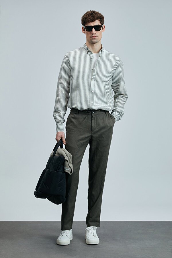 111010631 Bert Erkek Keten Pamuklu Gömlek Regular Fit Erkek Gömlek