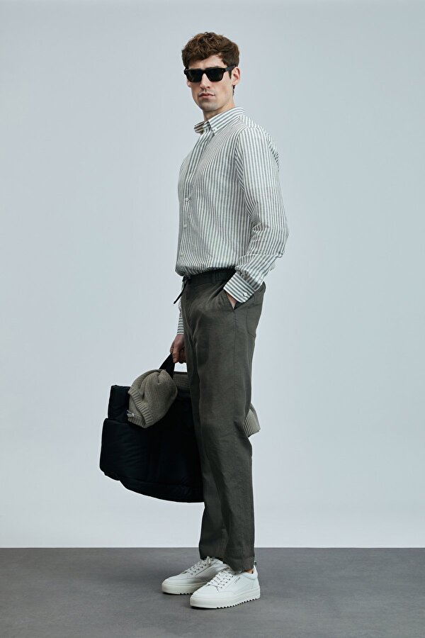 111010631 Bert Erkek Keten Pamuklu Gömlek Regular Fit Erkek Gömlek