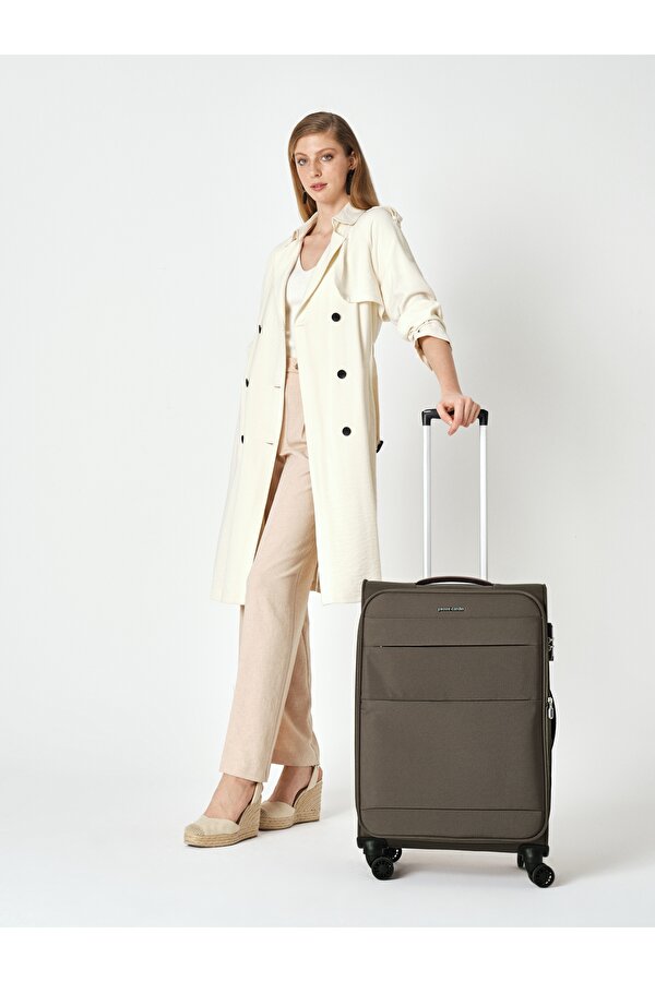 4200 ORTA BOY Ultra Light Hafif Lüx Kumaş Tekerlekli Valiz KAHVERENGİ