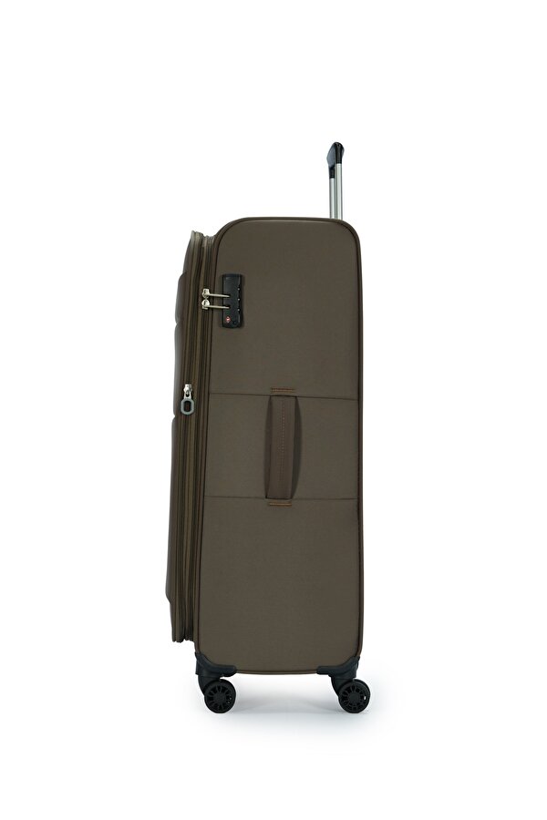 4200 ORTA BOY Ultra Light Hafif Lüx Kumaş Tekerlekli Valiz KAHVERENGİ