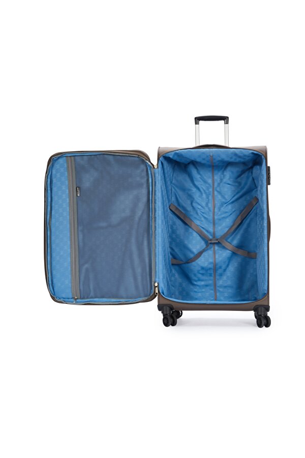 4200 ORTA BOY Ultra Light Hafif Lüx Kumaş Tekerlekli Valiz KAHVERENGİ