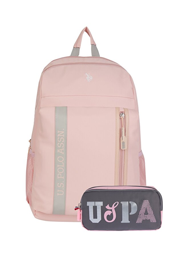 US Polo Assn 24357 2 Lİ KALEMLİKLİ OKUL SIRT ÇANTASI ÖĞRENCİ  GÜNLÜK PEMBE