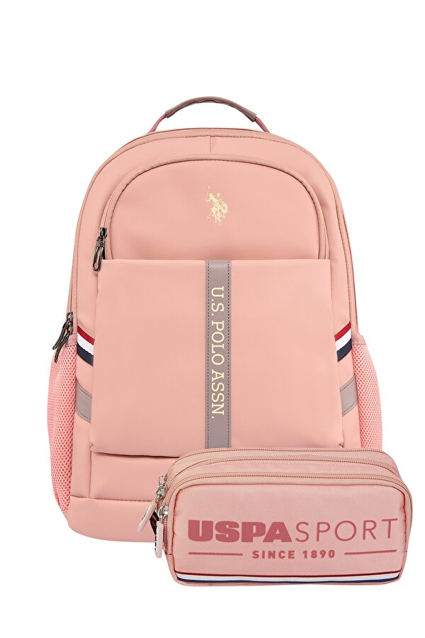 US Polo Assn 25067-24442 KALEMLİKLİ OKUL SIRT ÇANTASI ÖĞRENCİ  GÜNLÜK PUDRA