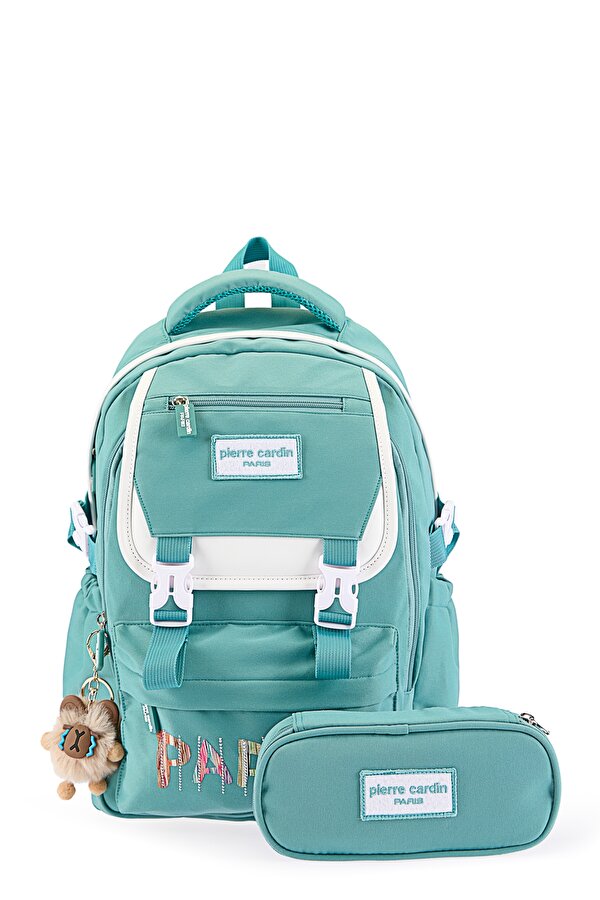 11118-3002 Okul çantası kalemlikli Suya Dayanıklı Çok bölmeli YEŞİL