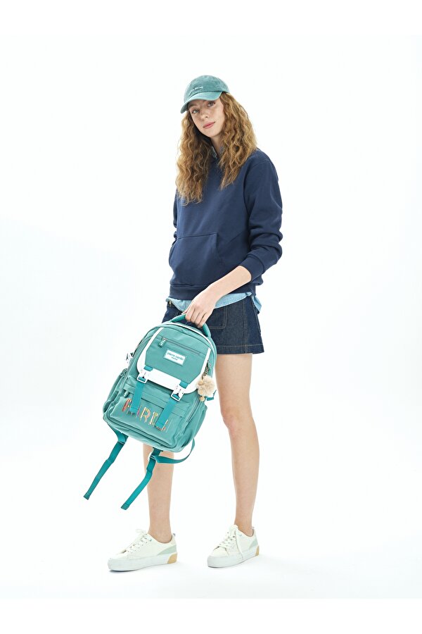 11118-3002 Okul çantası kalemlikli Suya Dayanıklı Çok bölmeli YEŞİL