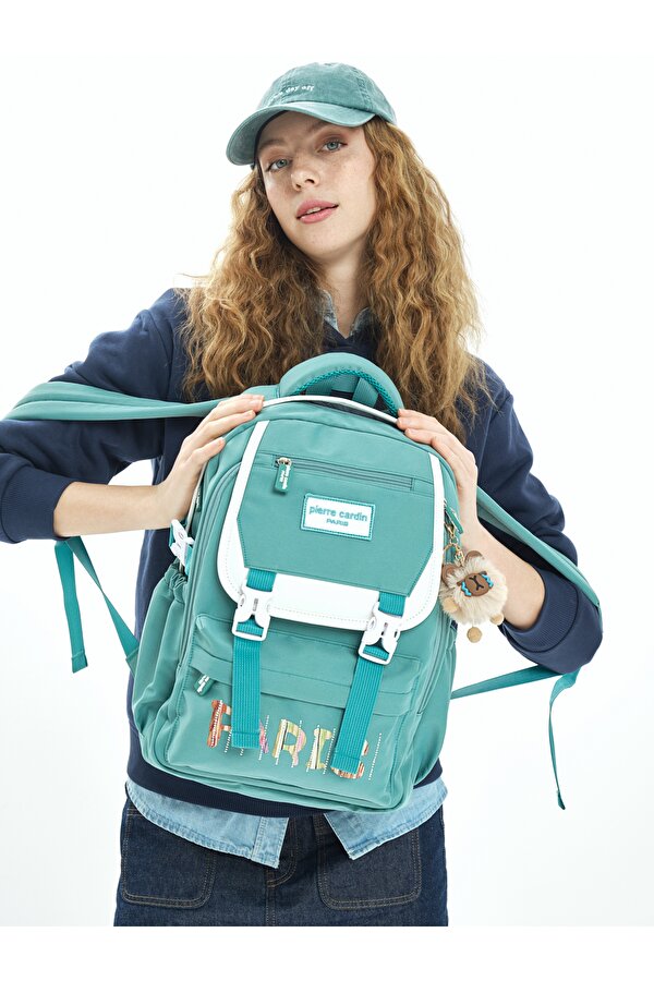 11118-3002 Okul çantası kalemlikli Suya Dayanıklı Çok bölmeli YEŞİL