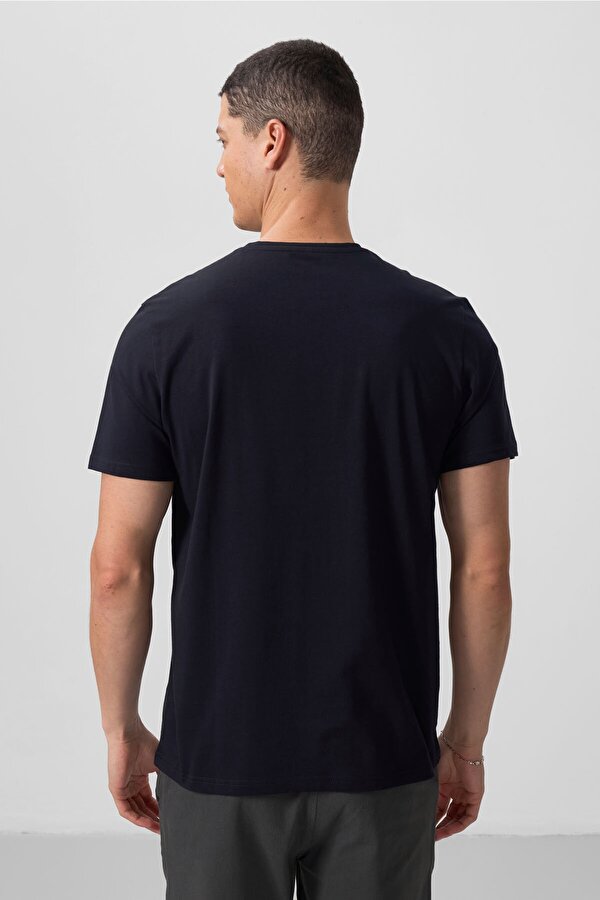 Standart Fit Basic V Yaka  3lü Paket Lacivert Erkek T-Shirt  87912