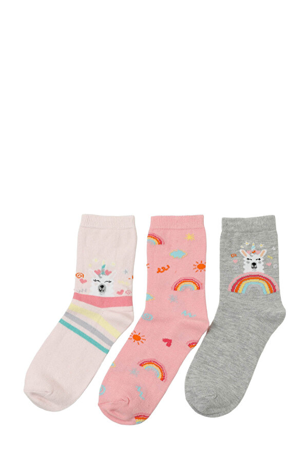 LAMA UNI 3 LU SKT-G 5PR LILA MULTI Kız Çocuk Soket Çorap