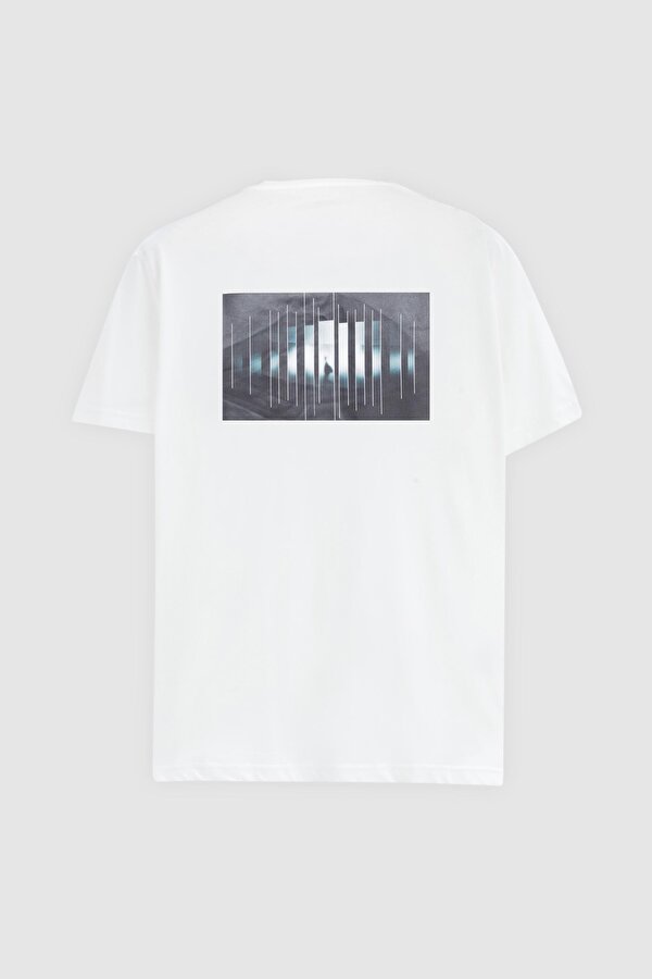 Regular Fit Beyaz Baskılı %100 Pamuk T-Shirt