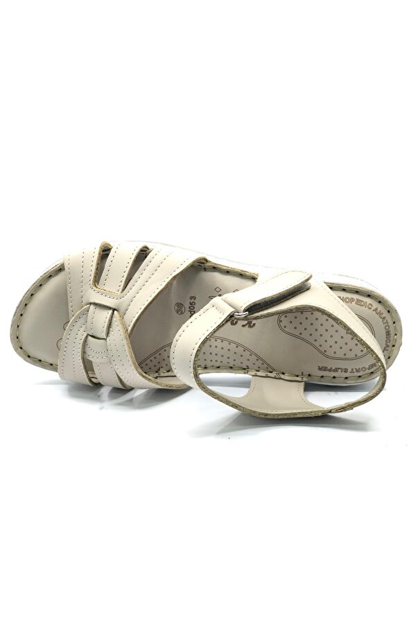8712 Hakiki Deri Comfort Ortopedik Kadın Sandalet