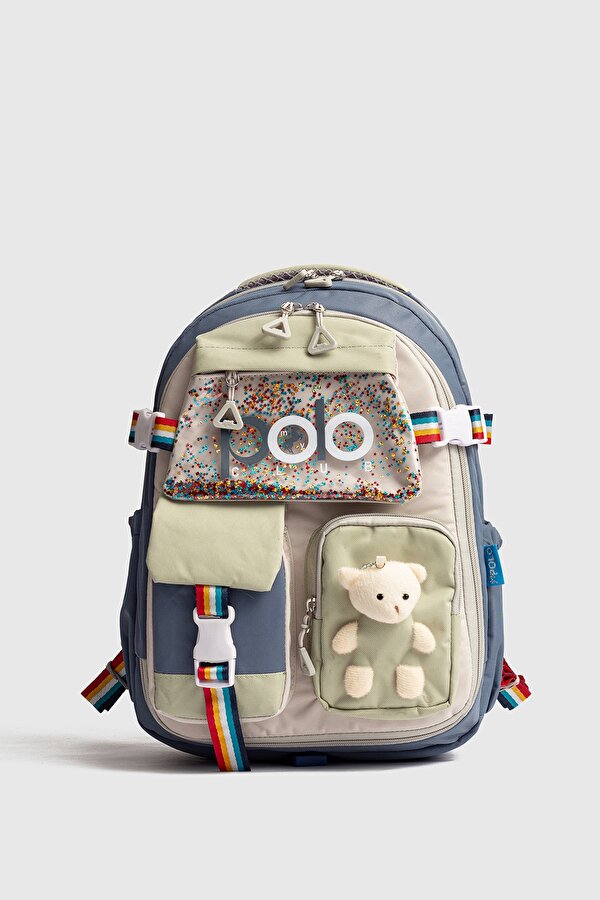 My Polo 2035 Çocuk İlkokul Ortaokul Çantası Sırt Çantası Okul Çantası Çok Bölmeli Ortopedik Sırt MAVİ