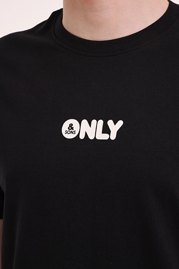 Only & Sons Erkek Onspalm Rahat Kalıp Kısa Kollu %100 Pamuk T-Shirt 22034497 Siyah