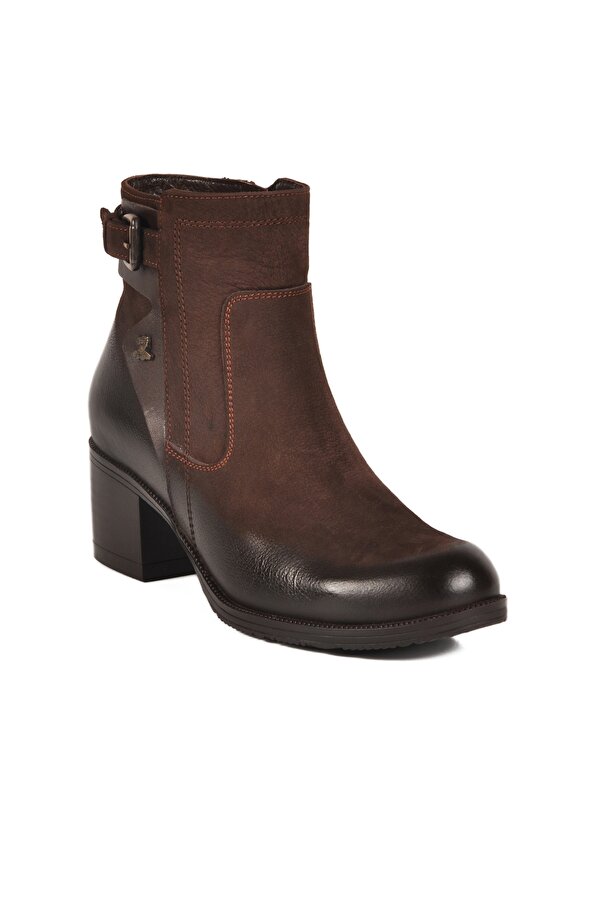 Kahve Nubuk Hakiki Deri Kadın Bot 1779011K Z