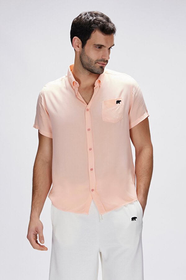 Frank Pembe Erkek Basic Kısa Kollu Gömlek