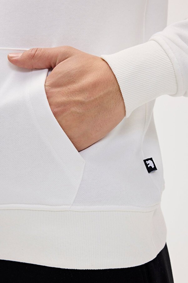 Mono Beyaz Erkek Kapüşonlu Sweatshirt