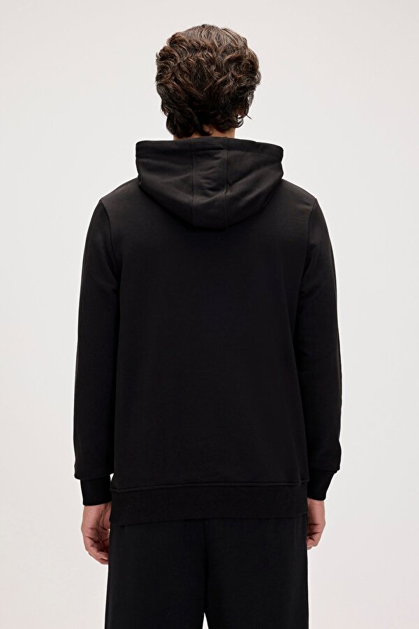 Mono Siyah Erkek Kapüşonlu Sweatshirt