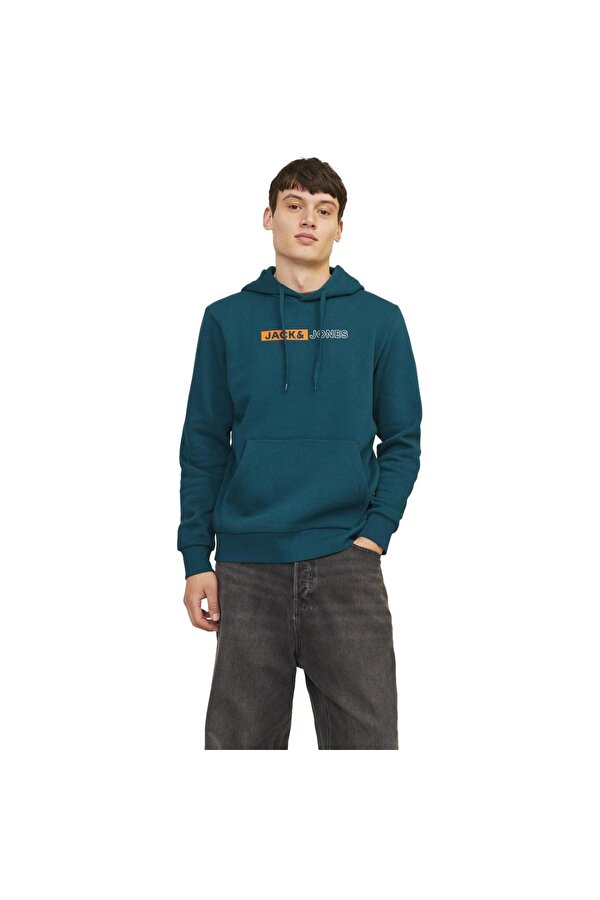 12233599 Jjecorp Logo Sweat Hood Petrol