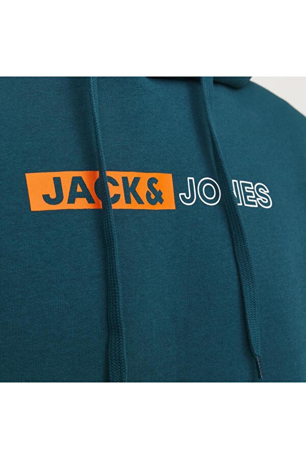 12233599 Jjecorp Logo Sweat Hood Petrol
