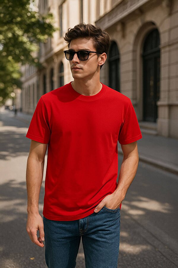 Erkek %100 Pamuk Basic T-shirt