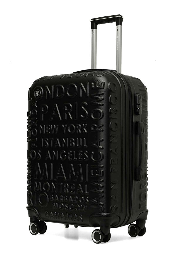 LUGANO -B ABS 5PR Siyah Unisex Büyük Boy Valiz