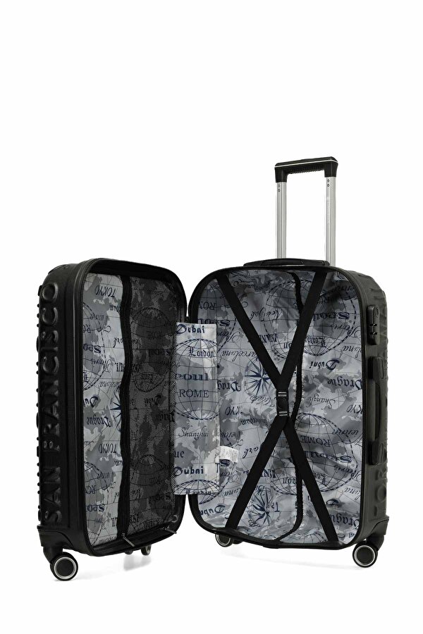 LUGANO -B ABS 5PR Siyah Unisex Büyük Boy Valiz