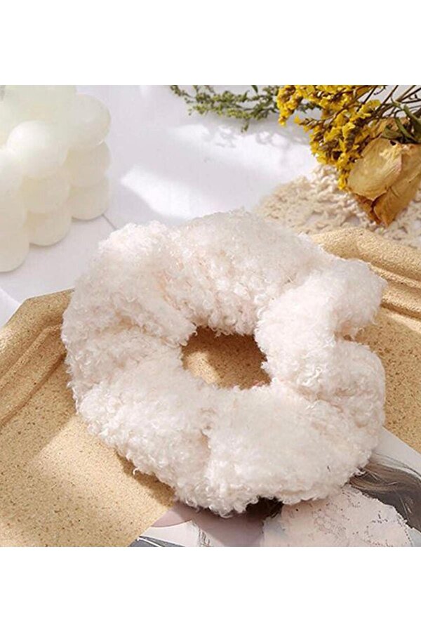 Krem Renk Teddy Peluş Lastik Toka