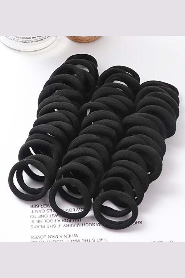 50 li Kadın Siyah Saç Lastik Toka Seti