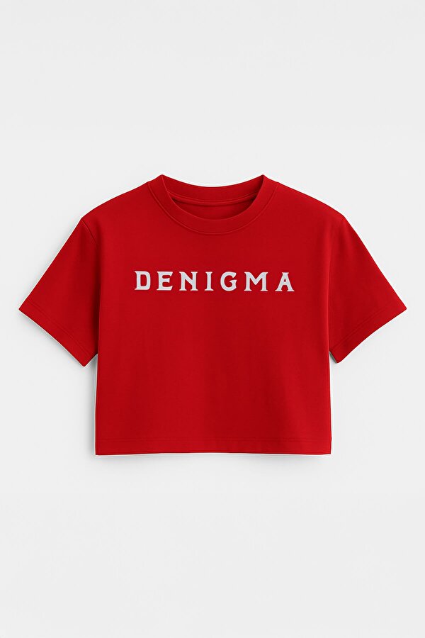 Kadın Bisiklet Yaka Kısa Kollu Crop T-Shirt