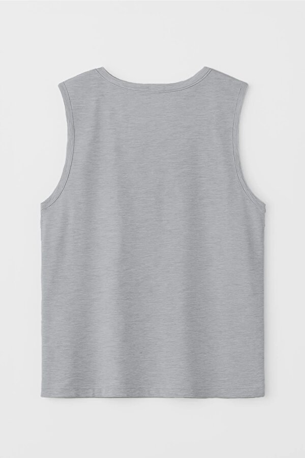 Erkek %100 Pamuk Bisiklet Yaka Çapa Baskılı Kolsuz T-shirt