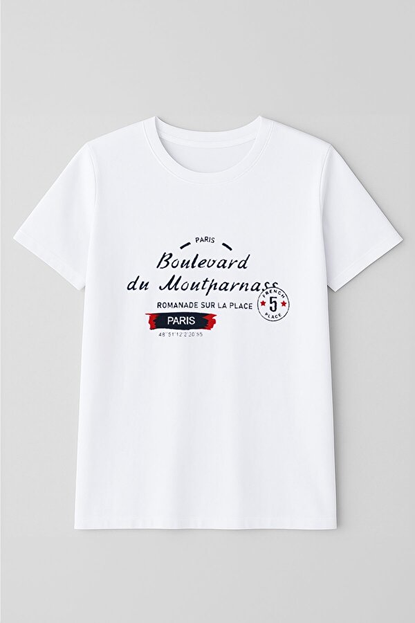 Erkek Bisiklet Yaka Baskılı Siyah T-shirt