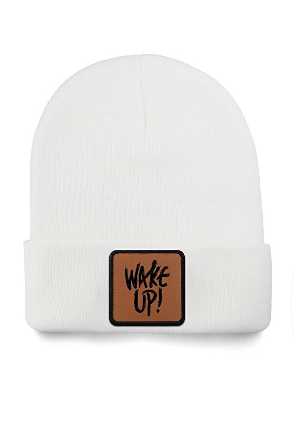 Wake Up Logolu Beyaz Bere