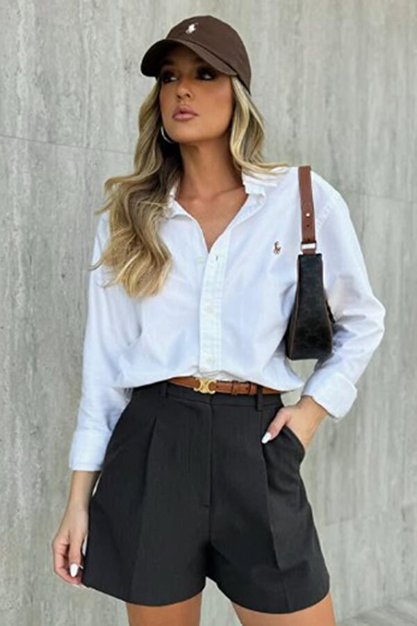 Siyah Pileli Kadın Şort Mg2518