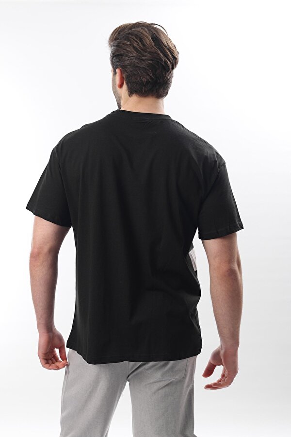 Siyah Baskılı Regular Fit Erkek T-shirt E7107