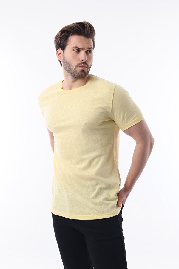 Erkek Sarı Basic Tişört 5268