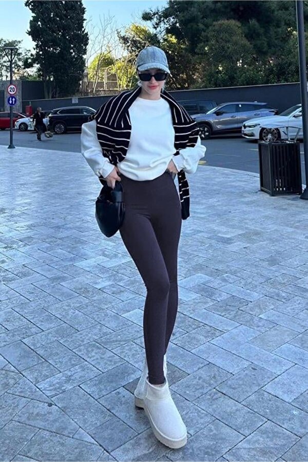 Füme Yüksek Bel Kadın Tayt MG2230