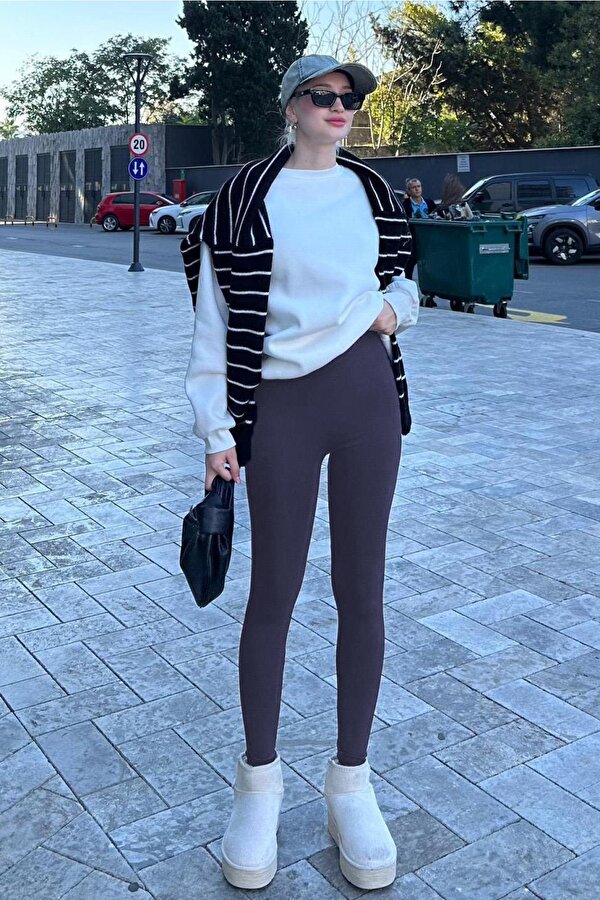 Füme Yüksek Bel Kadın Tayt MG2230