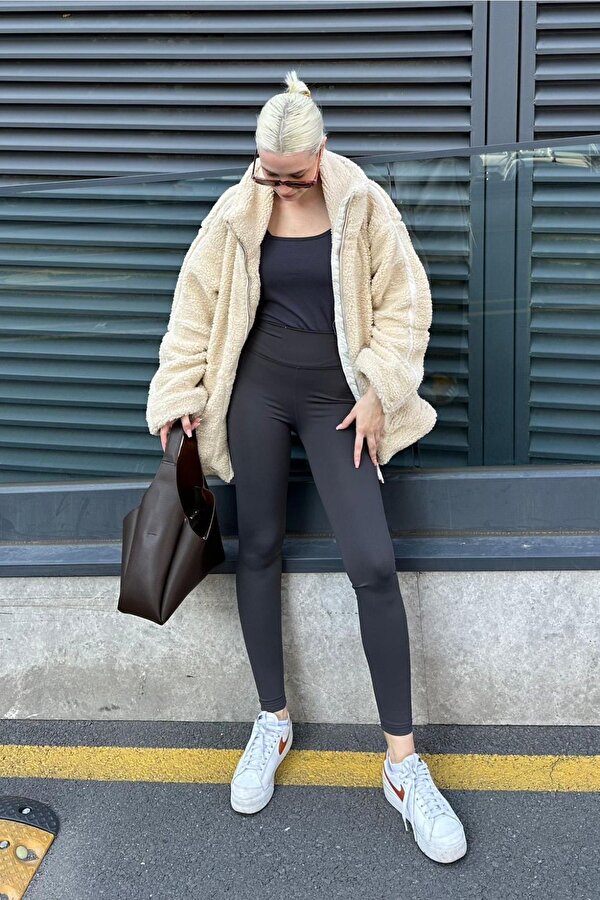 Füme Yüksek Bel Kadın Tayt MG2230