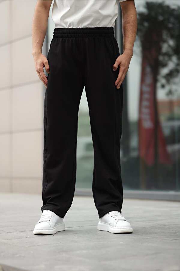 Siyah Rahat Kesim Erkek Eşofman Altı E6560