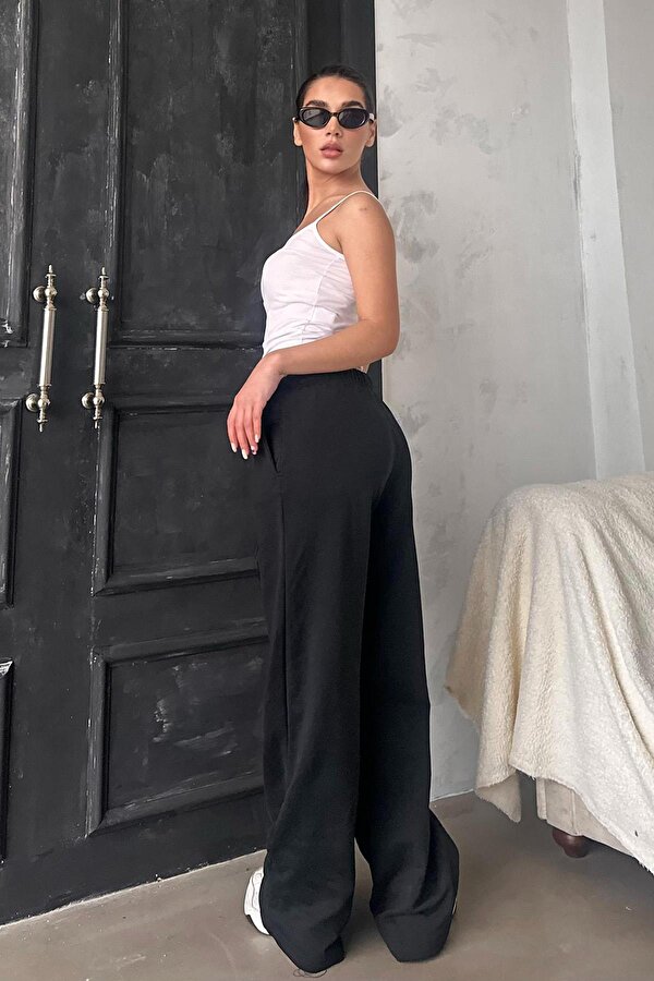 Siyah Bol Paça Kadın Eşofman Altı MG2279