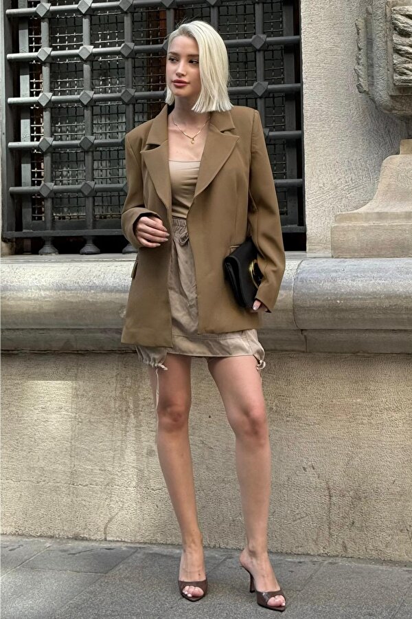 Haki Astarlı Kadın Blazer Ceket Mg2508