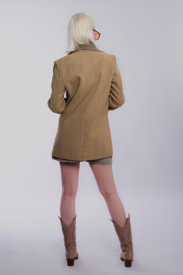 Haki Bağlama Detaylı Blazer Kadın Ceket Mg2482