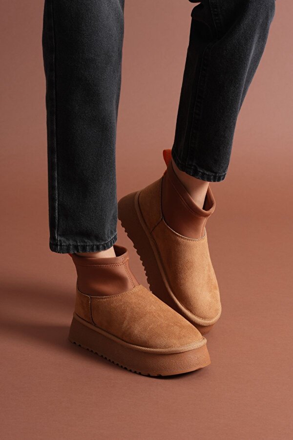 Taba Süet Kadın Düz Bot
