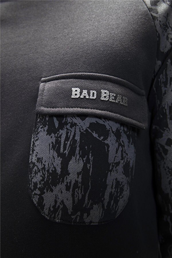 Deep Si̇yah Crewneck Erkek Baskılı Sweatshirt