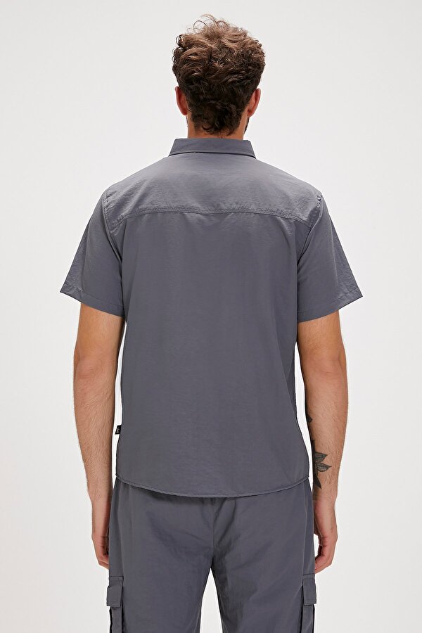 Fernando Asfalt Baskılı Kısa Kollu Erkek Gömlek