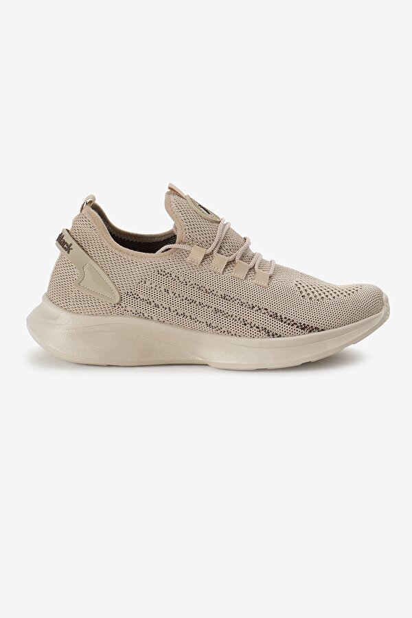 Unisex Bej Termo Taban Şerit Detaylı Bağcıklı Triko Spor Ayakkabı