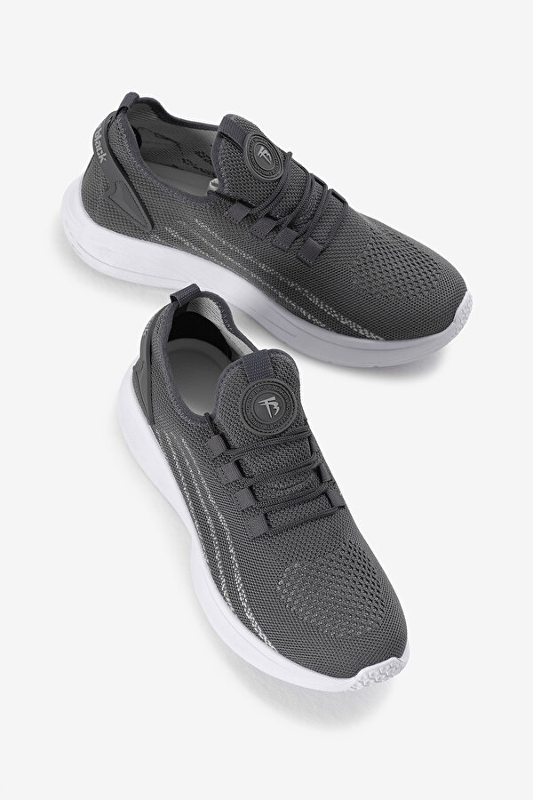 Unisex Füme Termo Taban Şerit Detaylı Bağcıklı Triko Spor Ayakkabı